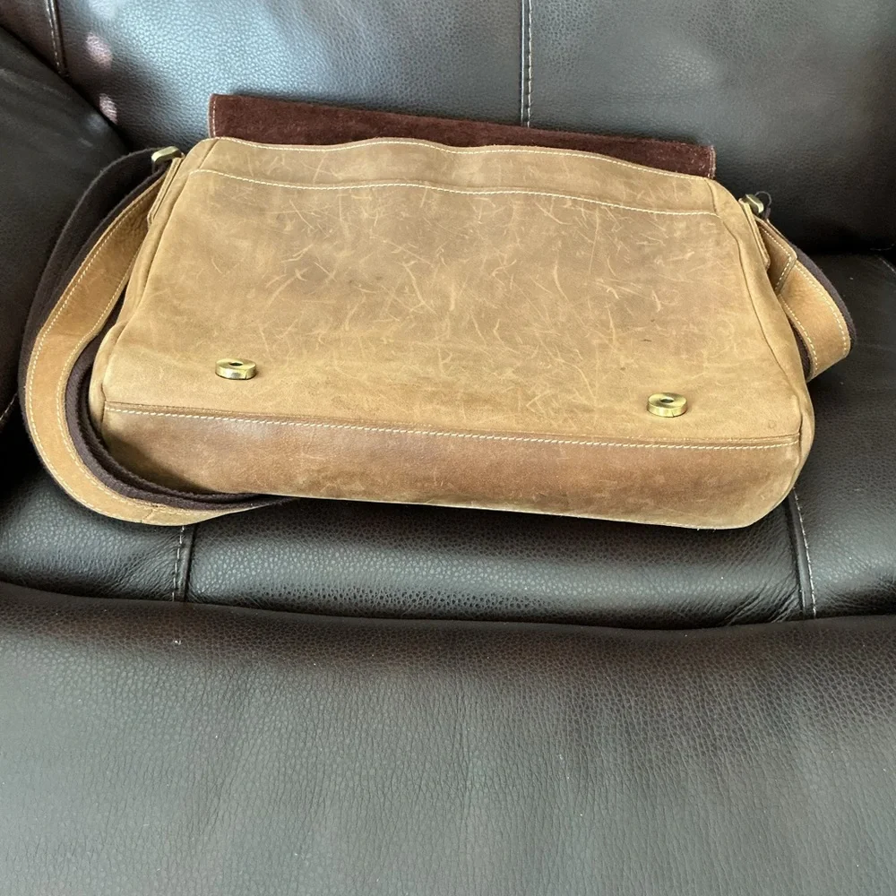 Tiding Brown Leather Messenger Bag